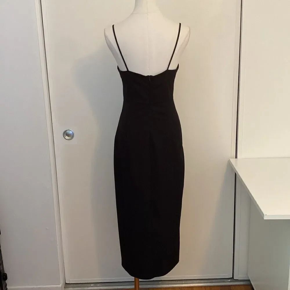 Zara Black Lightweight Midi Dress with Thigh Split Size Small - Picture 7 of 14